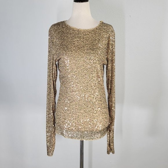 FREE PEOPLE INTIMATELY gold rush long sleeve top Sz M NEW - Picture 3 of 11